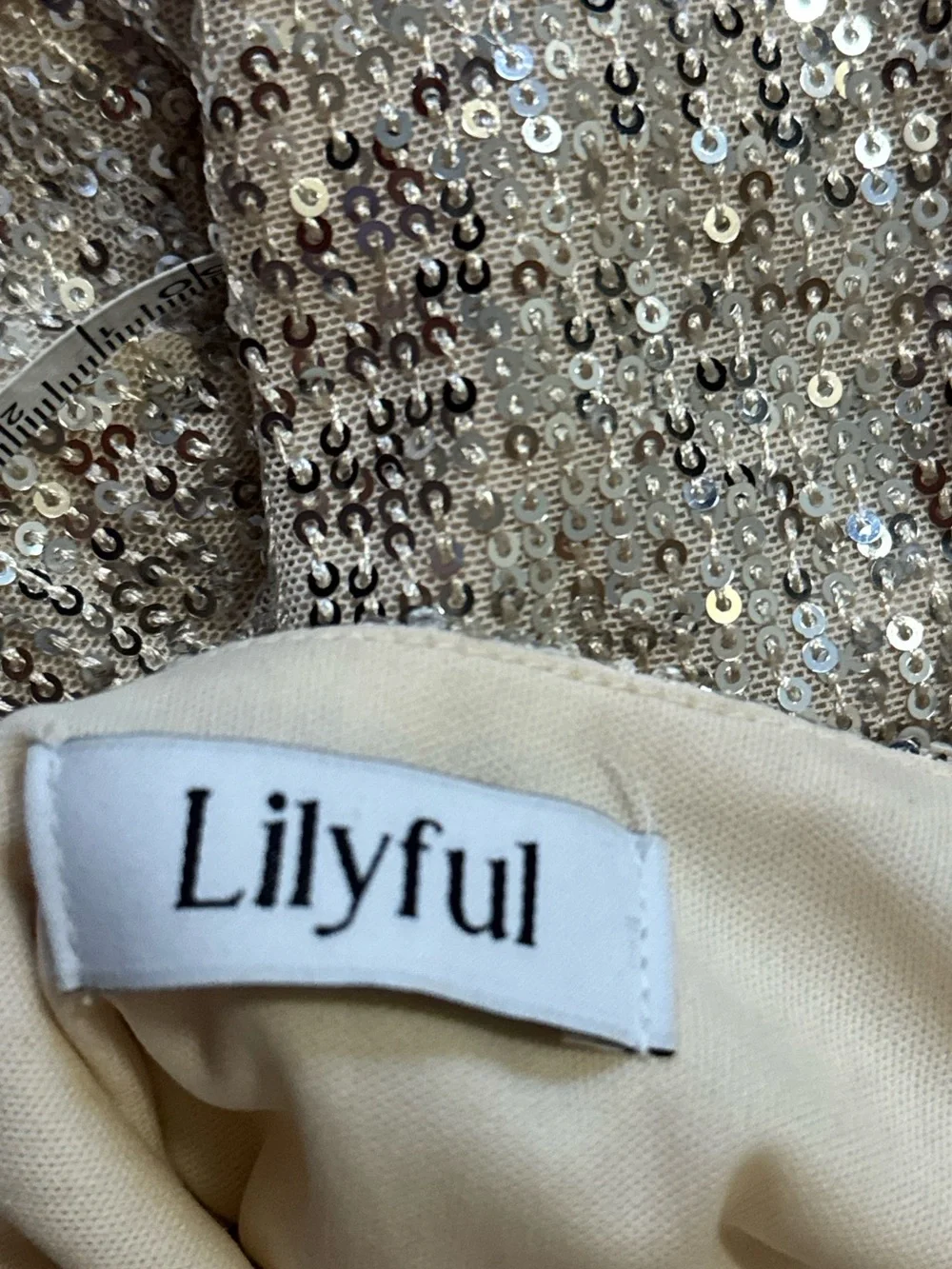 Gold Sequin Cowl Neck Mini Dress - Picture 4 of 8